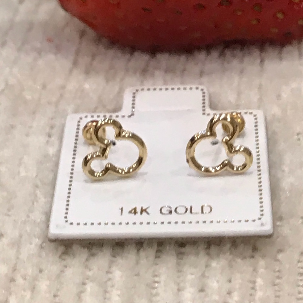 Solid Yellow Gold 14 Karat ILoveYou Red Heart 7mm Earring